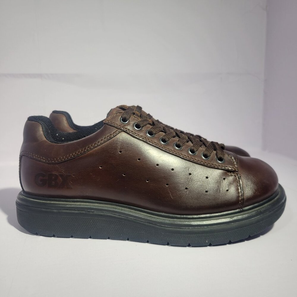 GBX 316301 Men's US Size 10M Brown Leather Lace Up Round Toe Sneaker Shoes - Picture 4 of 11